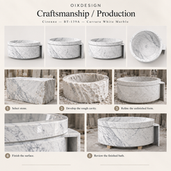 Cirenne BT-139A Carrara White Marble bathtub — craftsmanship and production