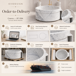 Cirenne BT-139A Carrara White Marble bathtub — order-to-delivery
