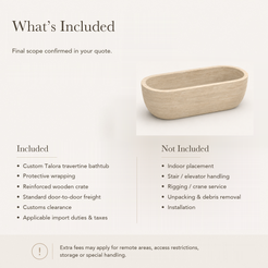 Talora Beige Classico Travertine stone bathtub — reference price inclusions and exclusions.