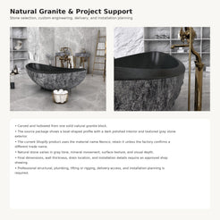 Yura boat-shaped Neroco Granite bathtub stone selection, customization, and project support