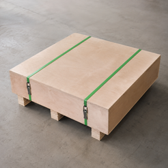 RoundTwin Elite black marble dining table packed in protective shipping carton