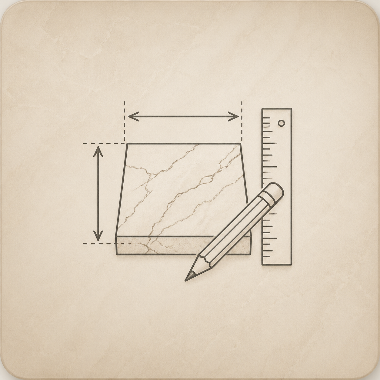 Line icon representing custom stone sizing, measurement, and design requests