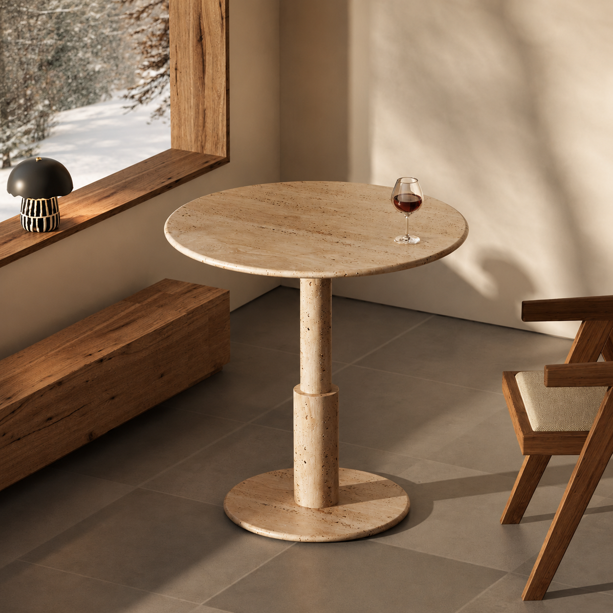 RoundTwin Elite Travertine Dining Table