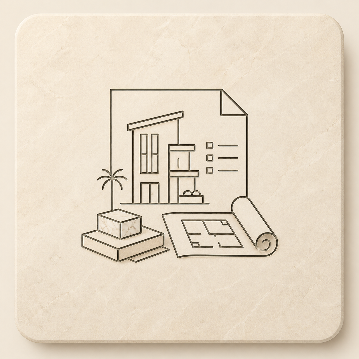 Line icon representing project orders for hospitality, designer-led interiors, and larger stone projects