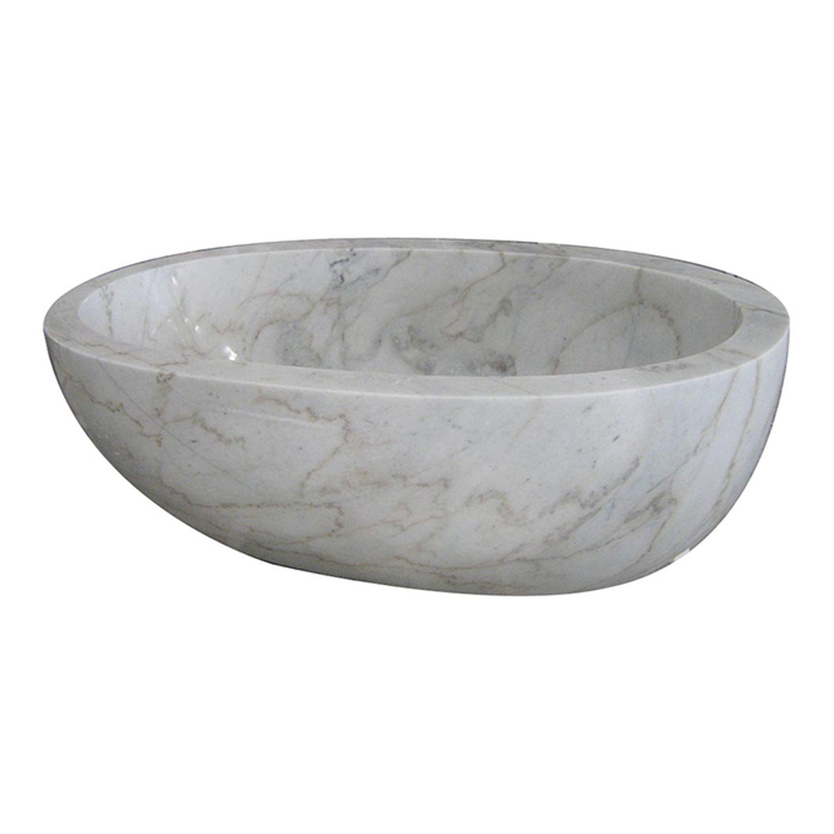 Marella Ivory Cloud Marble bathtub, studio side-view visualization