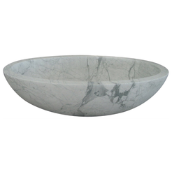 Lysara Carrara White Marble bathtub, studio front-view visualization