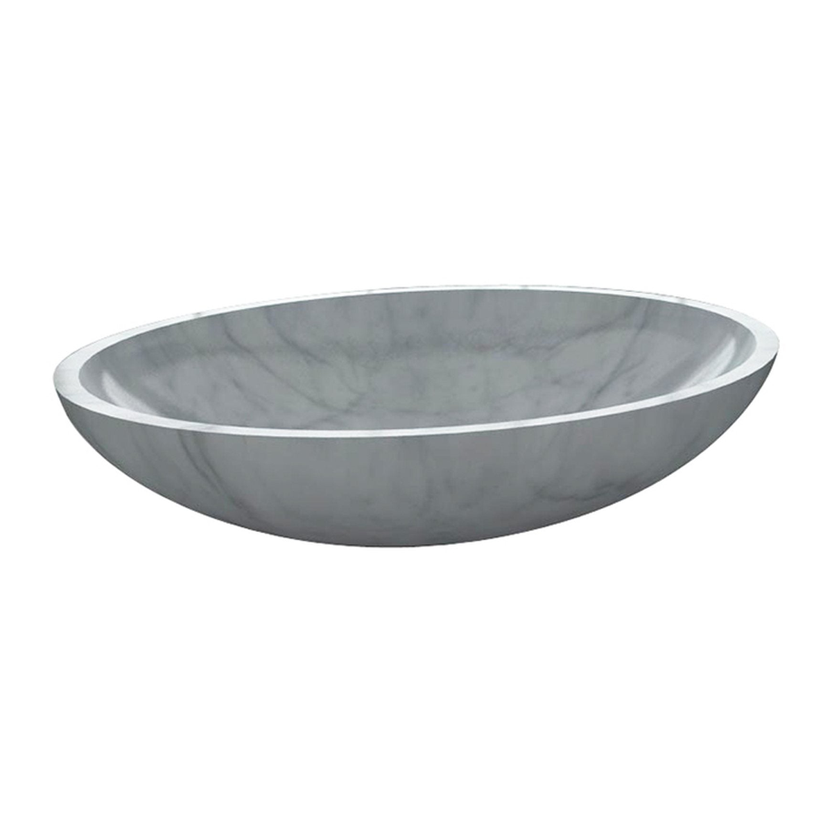 Lysara Carrara White Marble bathtub, studio top interior and drain visualization