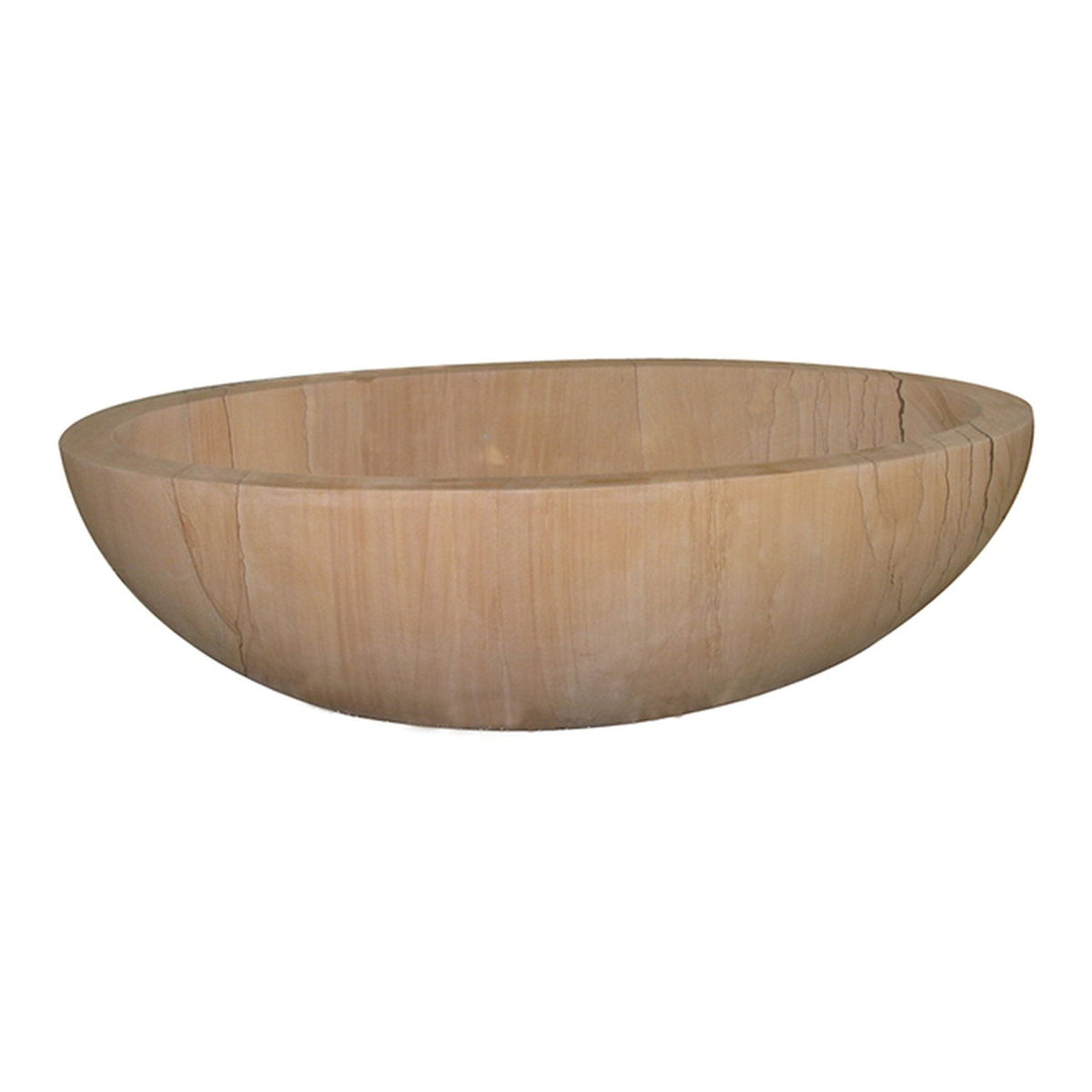 Lysara Natural Sandstone bathtub, studio front-view visualization