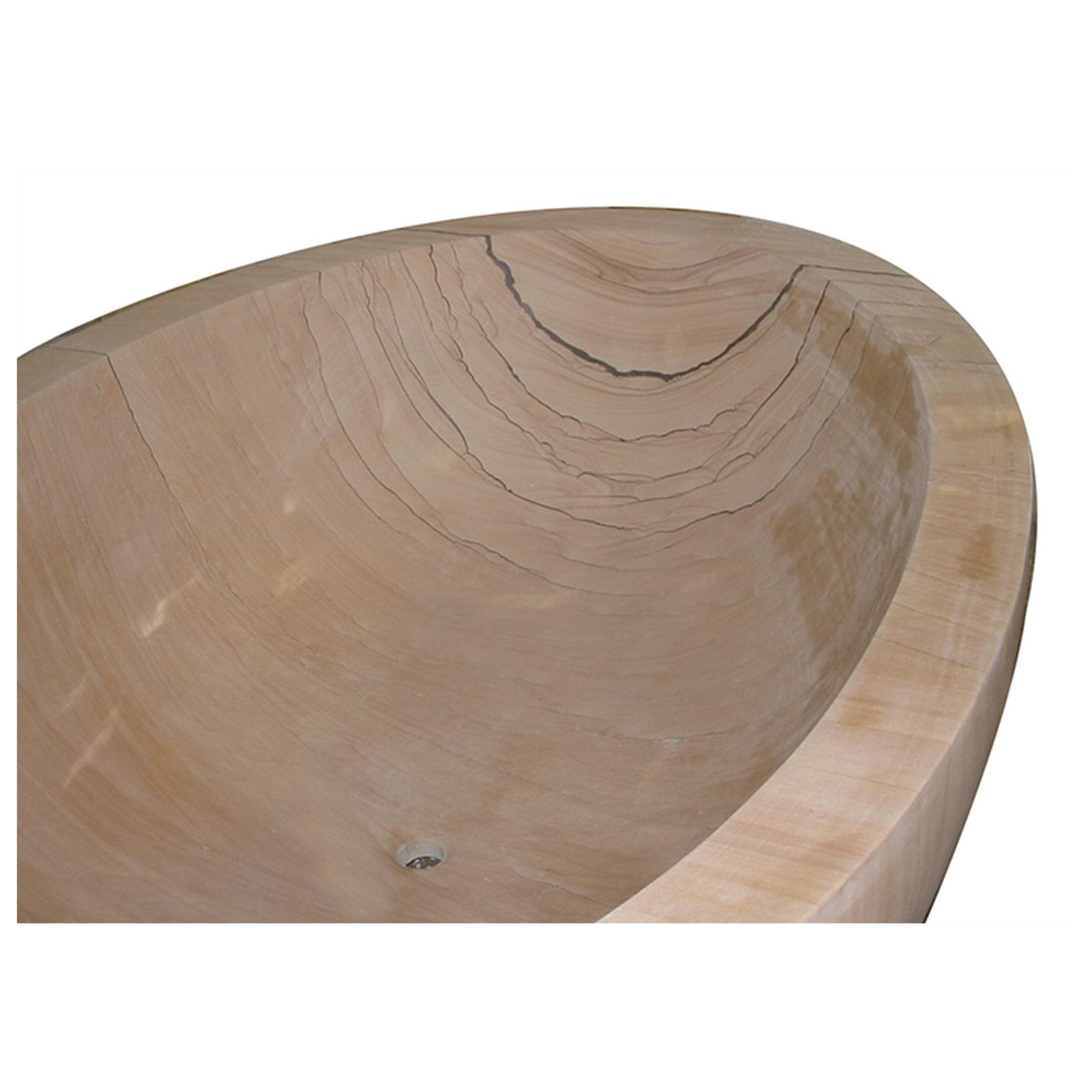 Lysara Natural Sandstone bathtub, studio side-view visualization