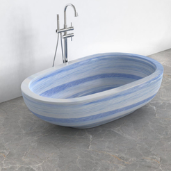 Soreia Azura Blue Quartzite bathtub, studio three-quarter visualization