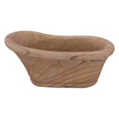 Solenne Natural Sandstone raised-end bathtub, studio three-quarter visualization