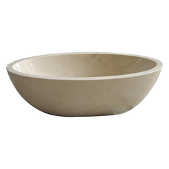 Ottavia Spanish Crema Marfil Marble oval bowl bathtub, studio three-quarter visualization