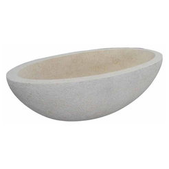 Orelia Galala Cream Marble wide oval bathtub, studio three-quarter visualization