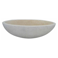 Orelia Galala Cream Marble wide oval bathtub, studio front-view visualization