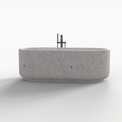 Lysenne BT-130A Carrara White Marble freestanding bathtub design rendering, front view