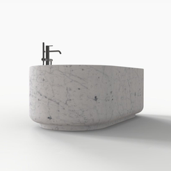 Lysenne BT-130A Carrara White Marble freestanding bathtub design rendering, side view