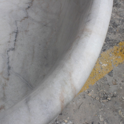 Elara BT-024A Ivory Cloud Marble bathtub, original product reference view; source photograph reframed without changing the stone, rim or silhouette