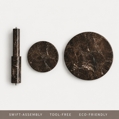 RoundTwin Elite dark marble dining table modular components for tool-free assembly
