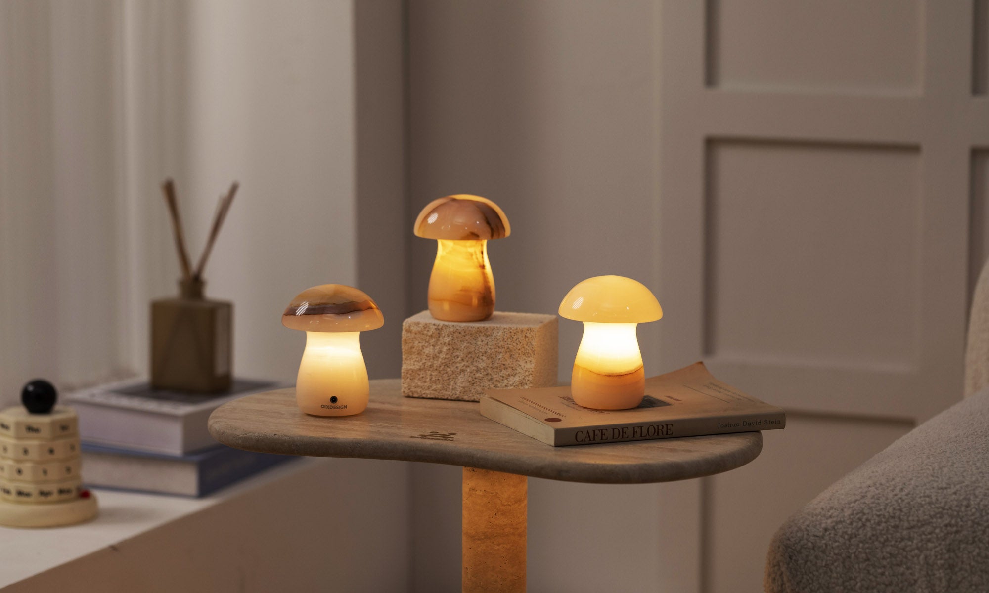 OIXDESIGN Affiliate Program Page Banner - Mushroom Marble Lamp for Side Table