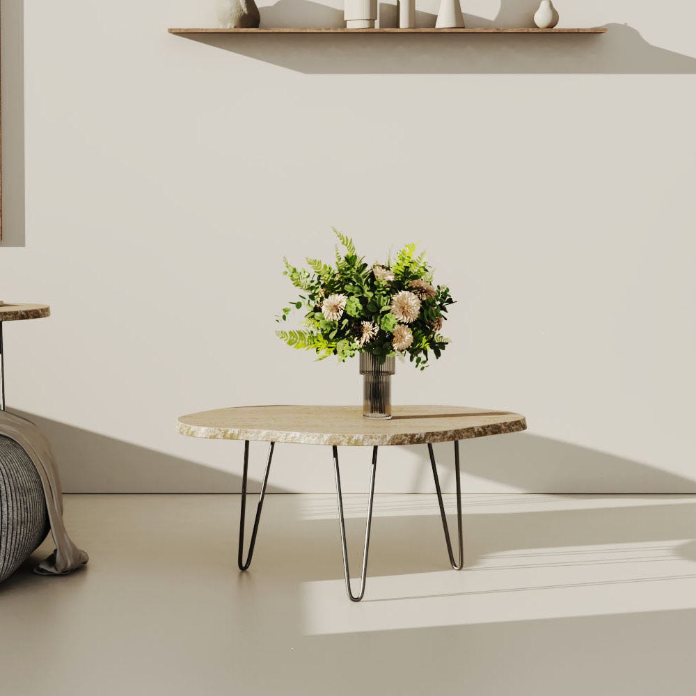 StoneMist Oval Travertine Coffee Table