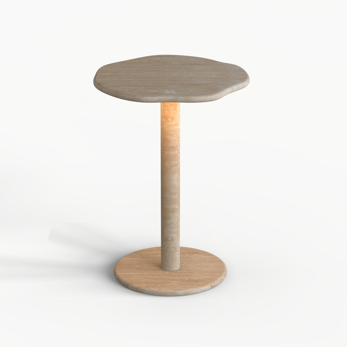 SunAura Travertine Bed Side Table with Modern Lighting