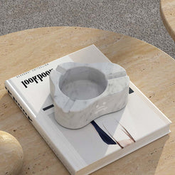 OIXDESIGN CloudDream Ashtray, Italian Carrara Marble, Micro Scene Graph, Right Side View