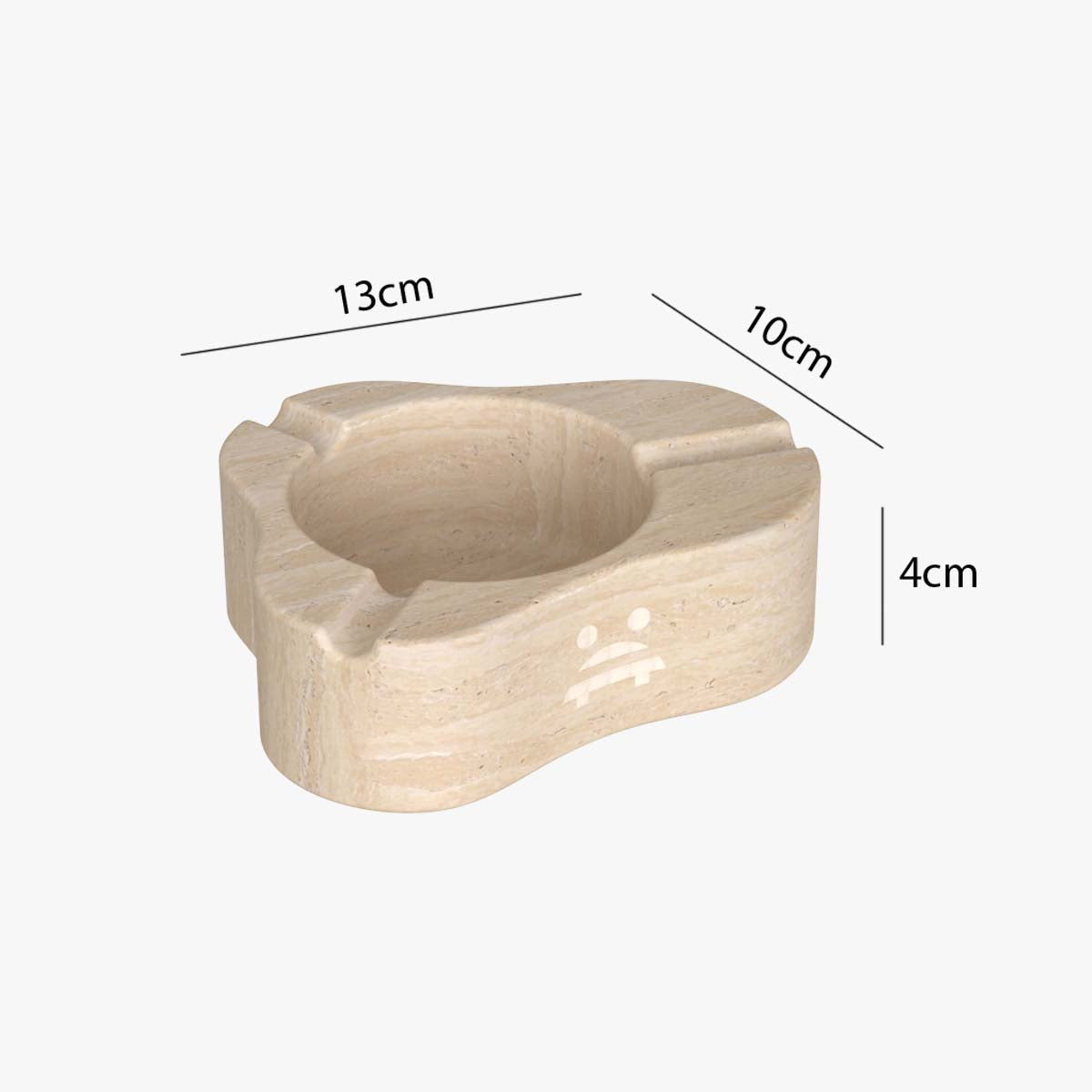 OIXDESIGN CloudDream Ashtray, Italian Classico Travertine, Dimension Diagram