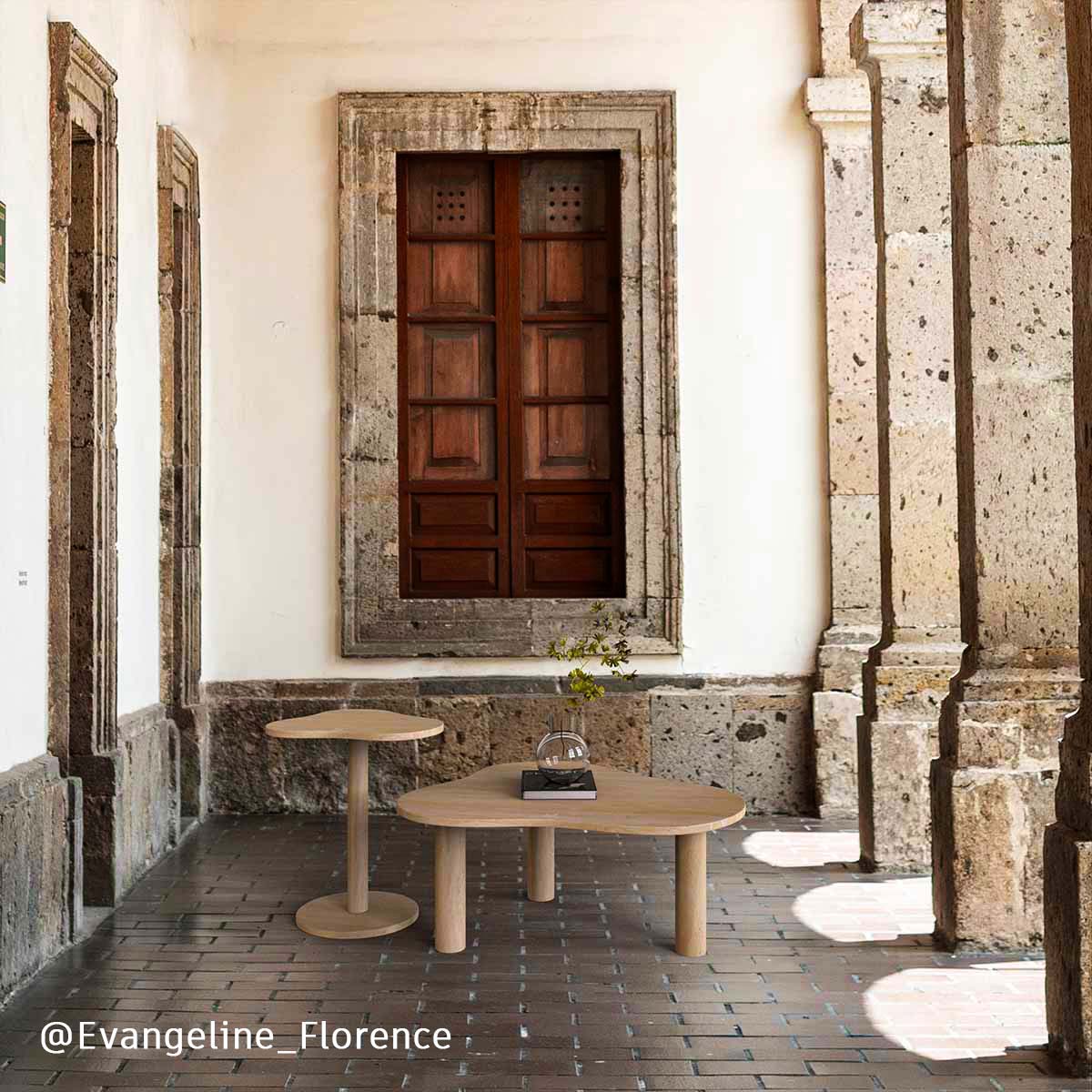 OIXDESIGN CloudDream Coffee Table Set, Italian Classico Travertine, Library in Florence, From Evangeline. jpg