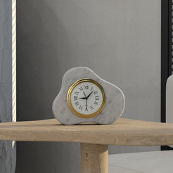 OIXDESIGN CloudDream Clock, Italian Carrara Marble, Front View