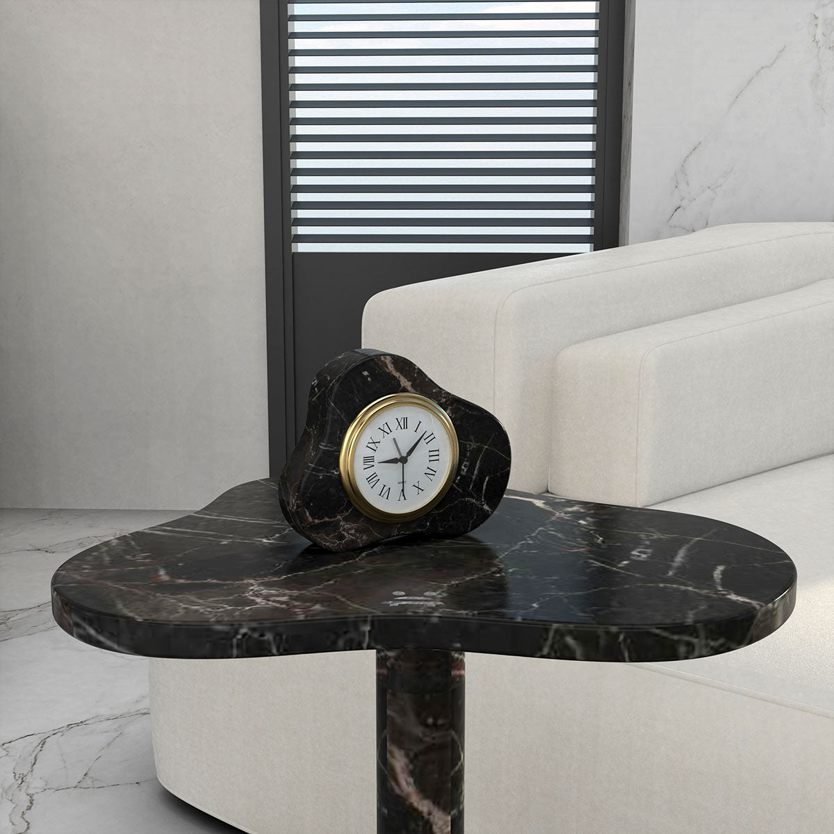 OIXDESIGN CloudDream Clock, Spanish Emperador Marble, Right Side View