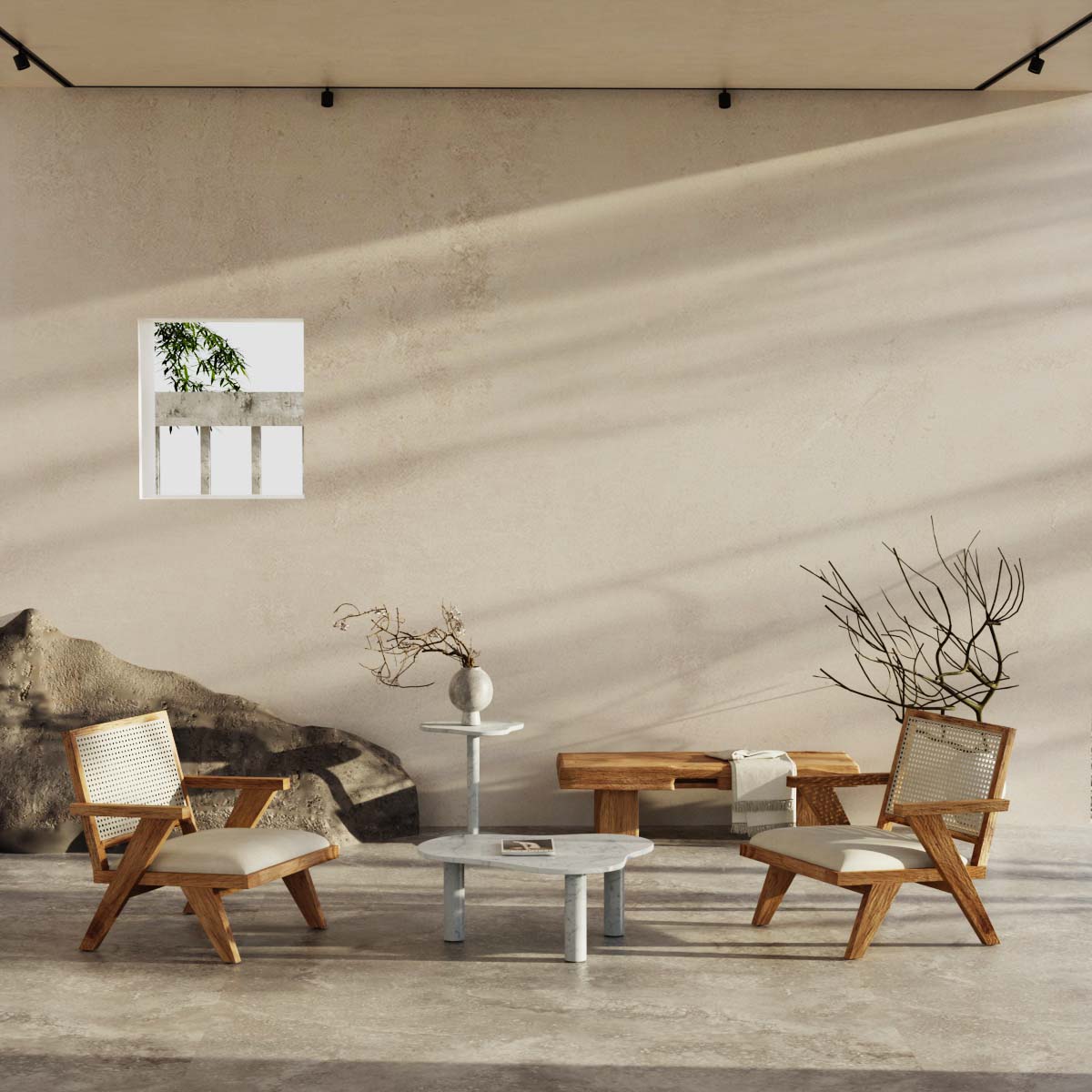 OIXDESIGN CloudDream Coffee Tables, Italian Carrara Marble, Big Macro Scene Graph, Front View