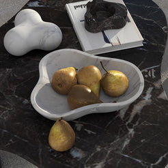 OIXDESIGN CloudDream Fruit Tray, Italian Carrara Marble, Top View