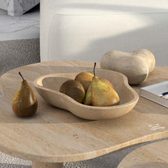 OIXDESIGN CloudDream Fruit Tray, Italian Classico Travertine, Left Side View