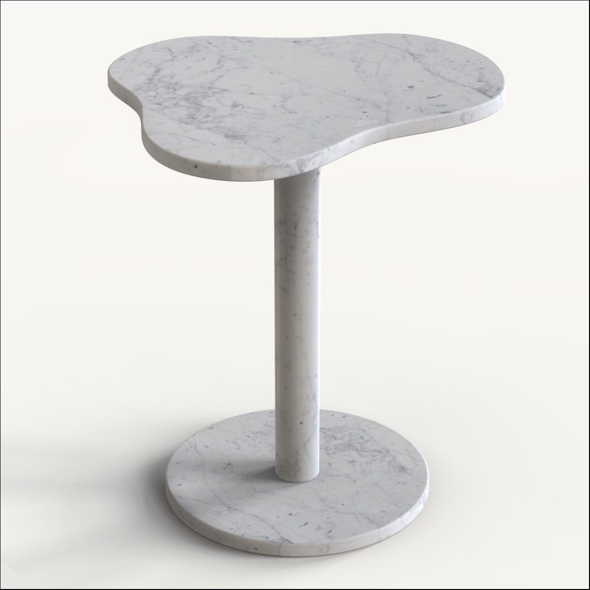 OIXDESIGN CloudDream Medium Side Table, Italian Carrara Marble, Micro Scene Graph, Side View