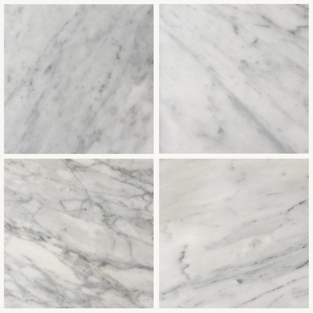OIXDESIGN, Italian Carrara Marble, Comparison Photo, Showing Natural Character and Color Variation