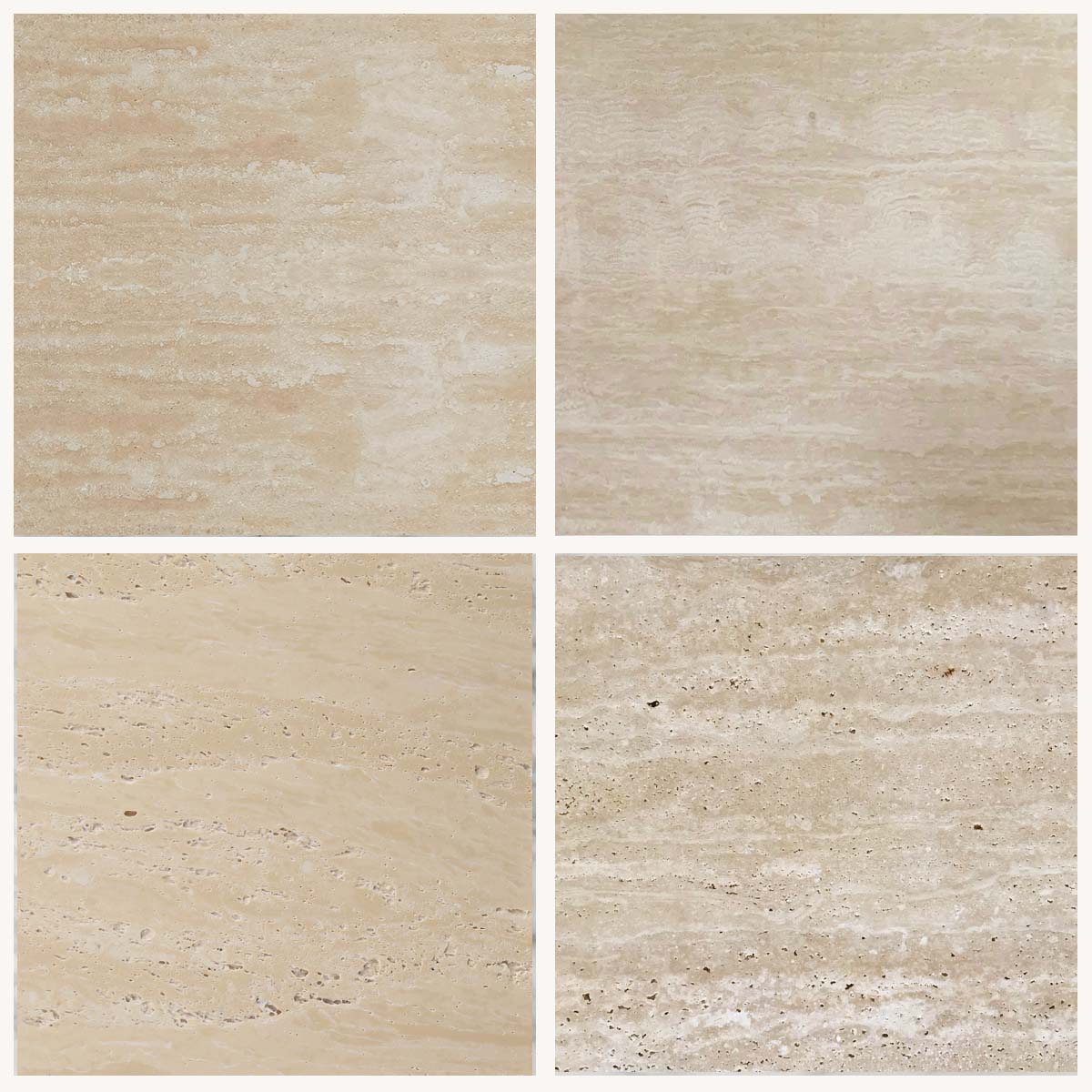 OIXDESIGN, Italian Classico Travertine, Comparison Photo, Showing Natural Character and Color Variation