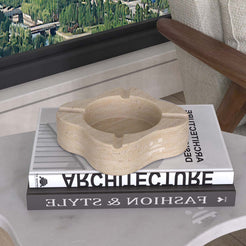 OIXDESIGN LakeMist Ashtray, Italian Classico Travertine, Right Side View