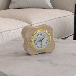 OIXDESIGN LakeMist Clock, Italian Classico Travertine, Right Side View