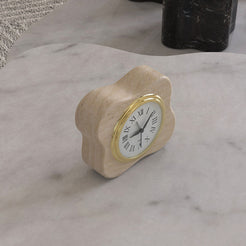 OIXDESIGN LakeMist Clock, Italian Classico Travertine, Top View