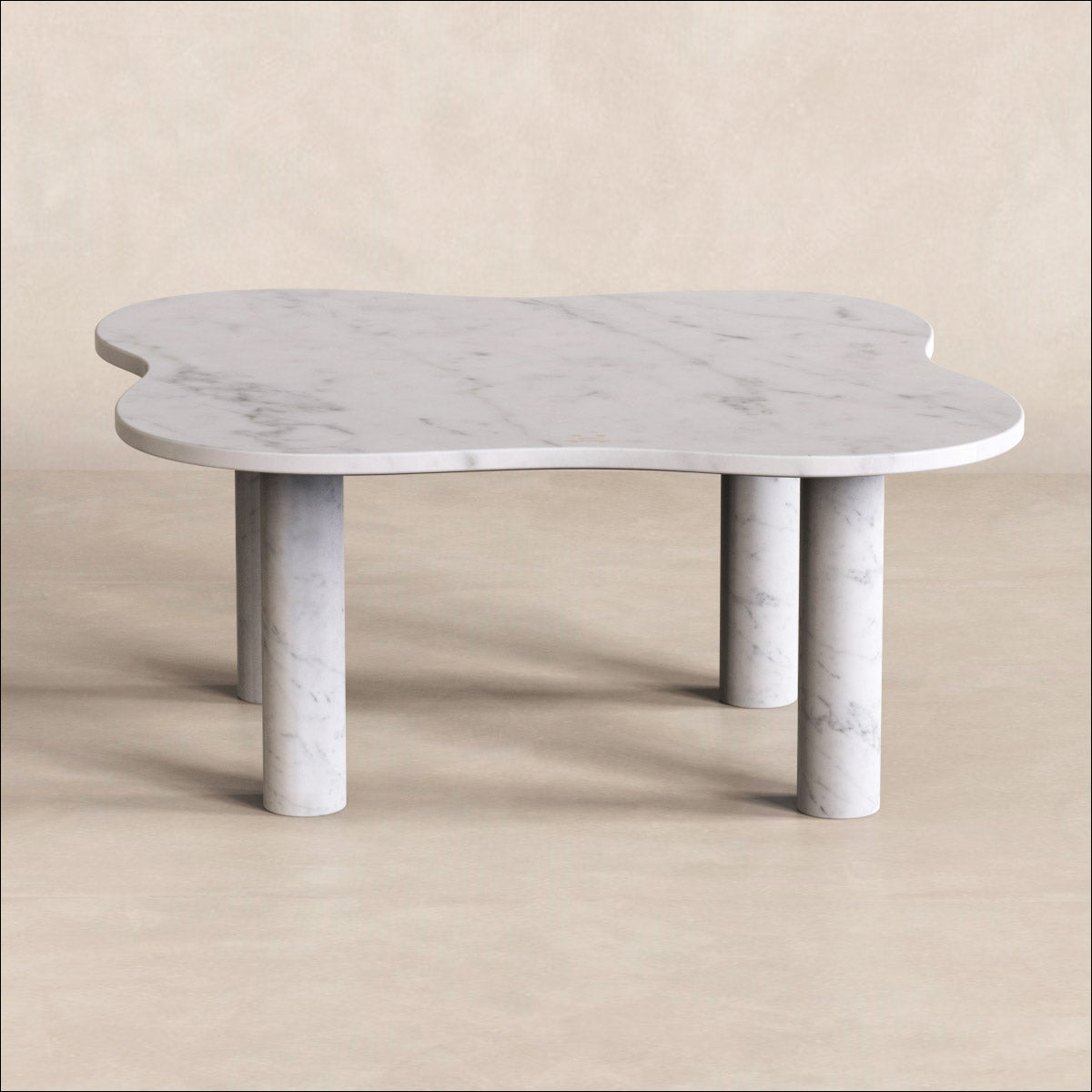 OIXDESIGN LakeMist Coffee Table, Italian Carrara Marble, Micro Scene Graph, Front View