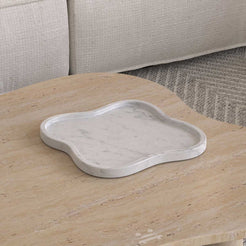 OIXDESIGN LakeMist Decorative Tray, Italian Carrara Marble, Right Side View