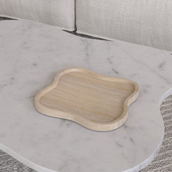 OIXDESIGN LakeMist Decorative Tray, Italian Classico Travertine, Left Side View