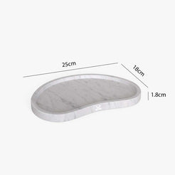 OIXDESIGN PeaPod Decorative Tray, Italian Carrara Marble, Dimension Diagram