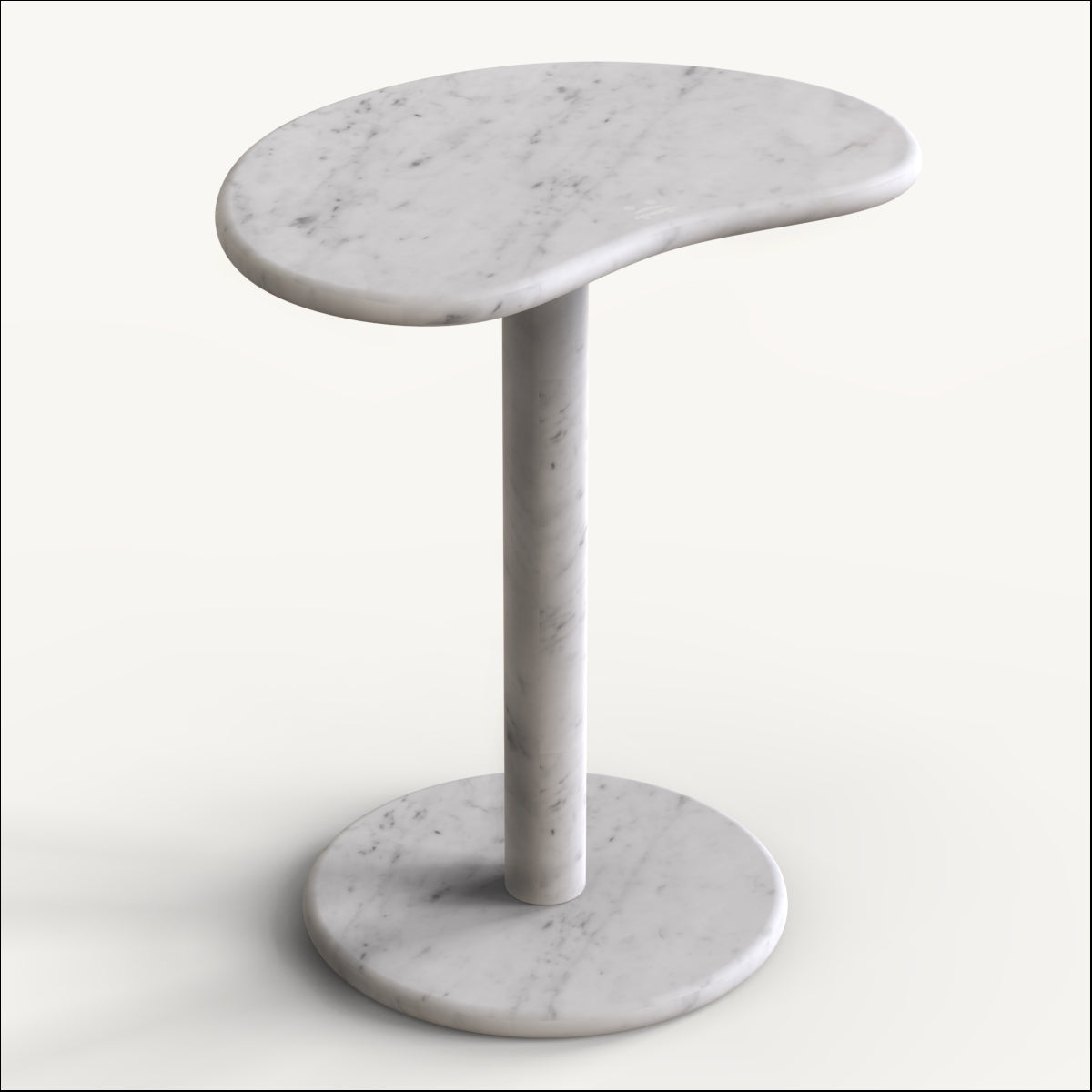 OIXDESIGN PeaPod Medium Side Table, Italian Carrara Marble, Micro Scene Graph, Side View