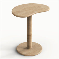 OIXDESIGN PeaPod Medium Side Table, Italian Classico Travertine, Micro Scene Graph, Side View