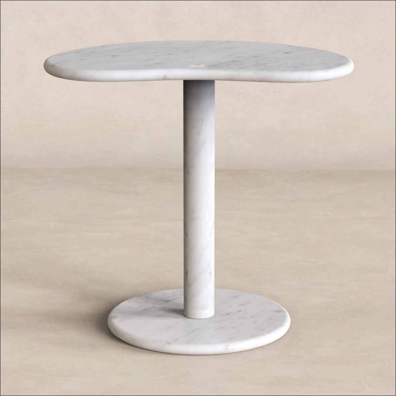 PeaPod Oval White Marble Side Table