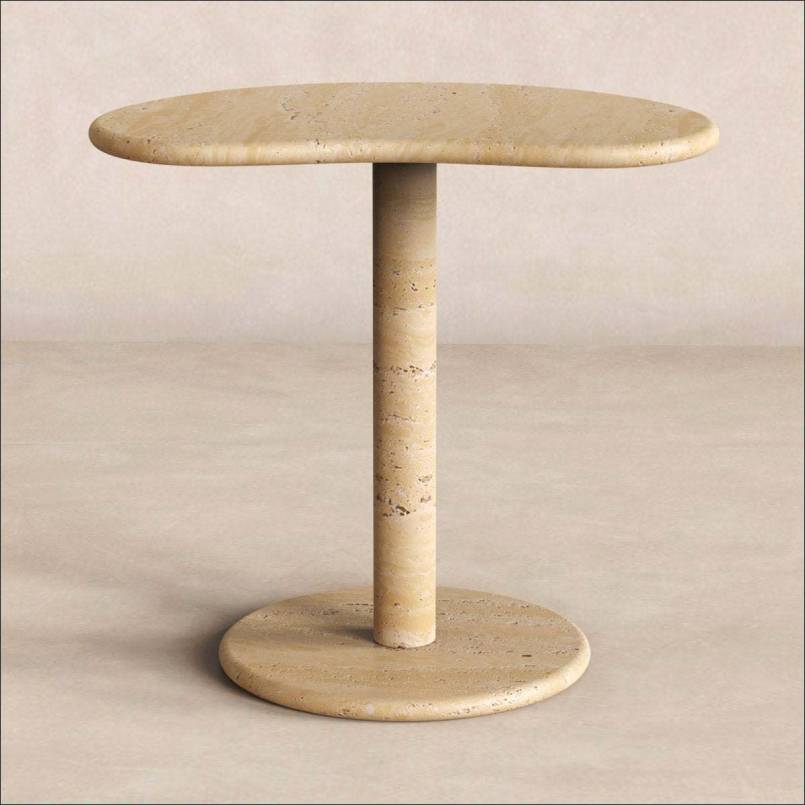 PeaPod Oval Travertine Side Table