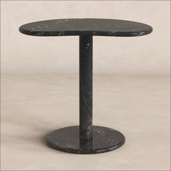 OIXDESIGN PeaPod Short Side Table, Spanish Emperador Marble, Micro Scene Graph, Front View