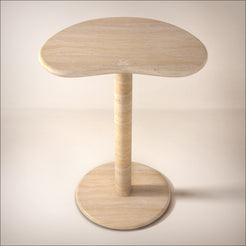 OIXDESIGN PeaPod Tall Side Table, Italian Classico Travertine, Micro Scene Graph, Front View