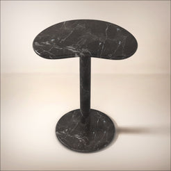 OIXDESIGN PeaPod Tall Side Table, Spanish Emperador Marble, Micro Scene Graph, Front View